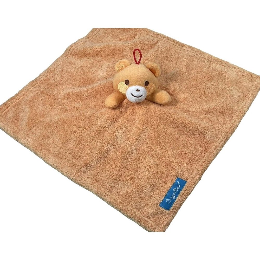 Crayon Bear Lovey Baby Security Blanket Orange Teddy Boys Girls Fleece Blankie